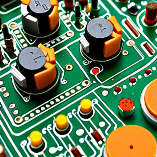 **Close-up of various electronic components (resistors, capacitors, microcontrollers) arranged artistically, symbolizing innovation. Focus on detail and vibrant colors.** This captures the "Componenti Elettronici: I Mattoni dell'Innovazione" section.