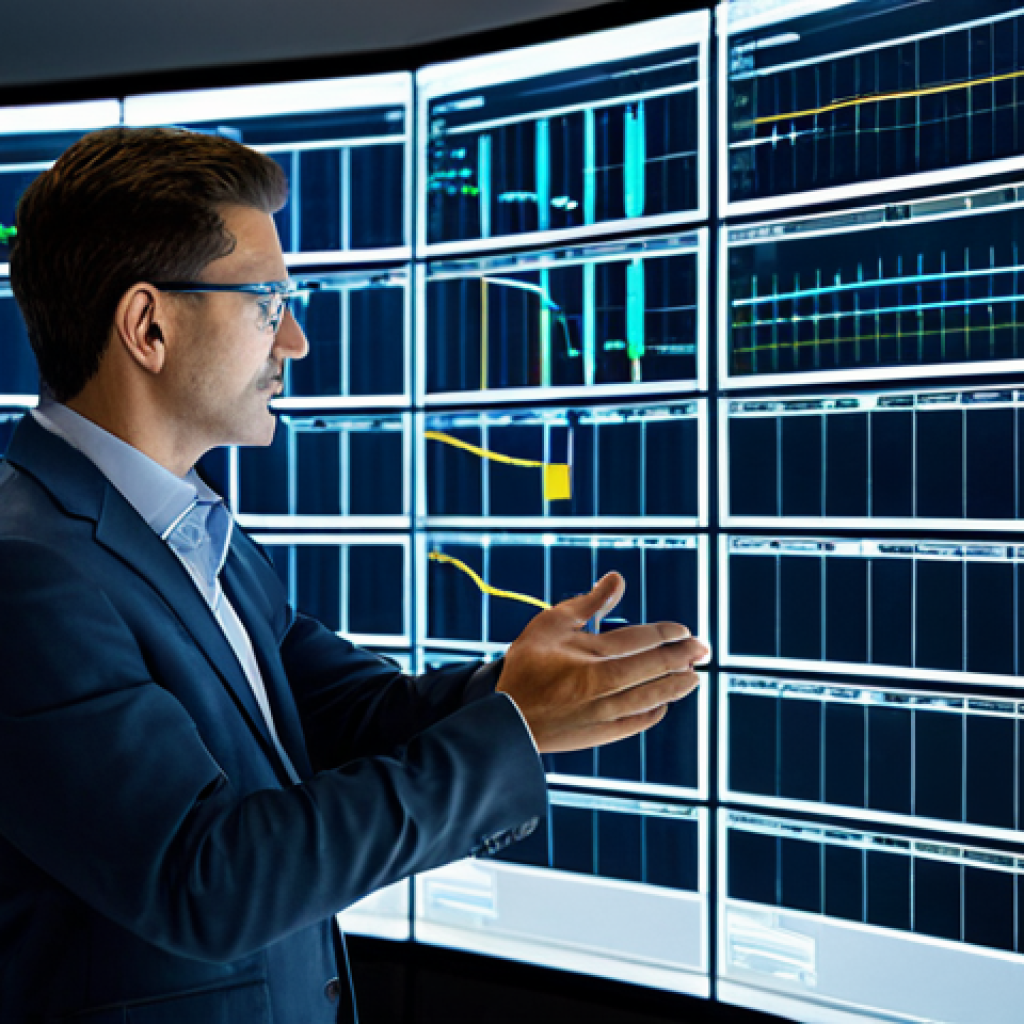 A professional electrical engineer, fully clothed in a modest business suit, stands in a sophisticated energy grid control center. Large, high-resolution screens display intricate real-time data visualizations of energy flow, smart grid analytics, and predictive models. Holographic projections show an interconnected network of power lines and substations. The atmosphere is high-tech and focused, emphasizing intelligent optimization. Perfect anatomy, correct proportions, natural pose, well-formed hands, proper finger count. Professional photography, high quality, safe for work, appropriate content, fully clothed, professional, family-friendly.