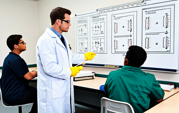 Electrical Safety & Education**

"A classroom scene. Students attentively listening to a professor in a lab coat explaining electrical safety principles with a schematic diagram on a whiteboard. Include safety equipment like insulated gloves and safety glasses. Focus on the importance of grounding and circuit protection.  Professional, educational, brightly lit, safe for work, appropriate content, fully clothed, professional attire, perfect anatomy, correct proportions, natural pose."

**