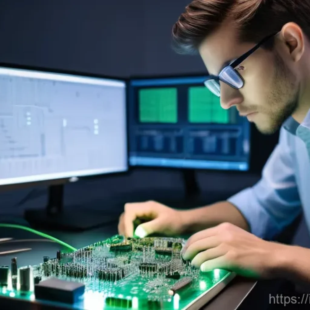 전자기술사와 관련된 소프트웨어 활용법 - **Prompt for PCB Design with CAD Software:**
    "A highly detailed, close-up shot of an electrical ...