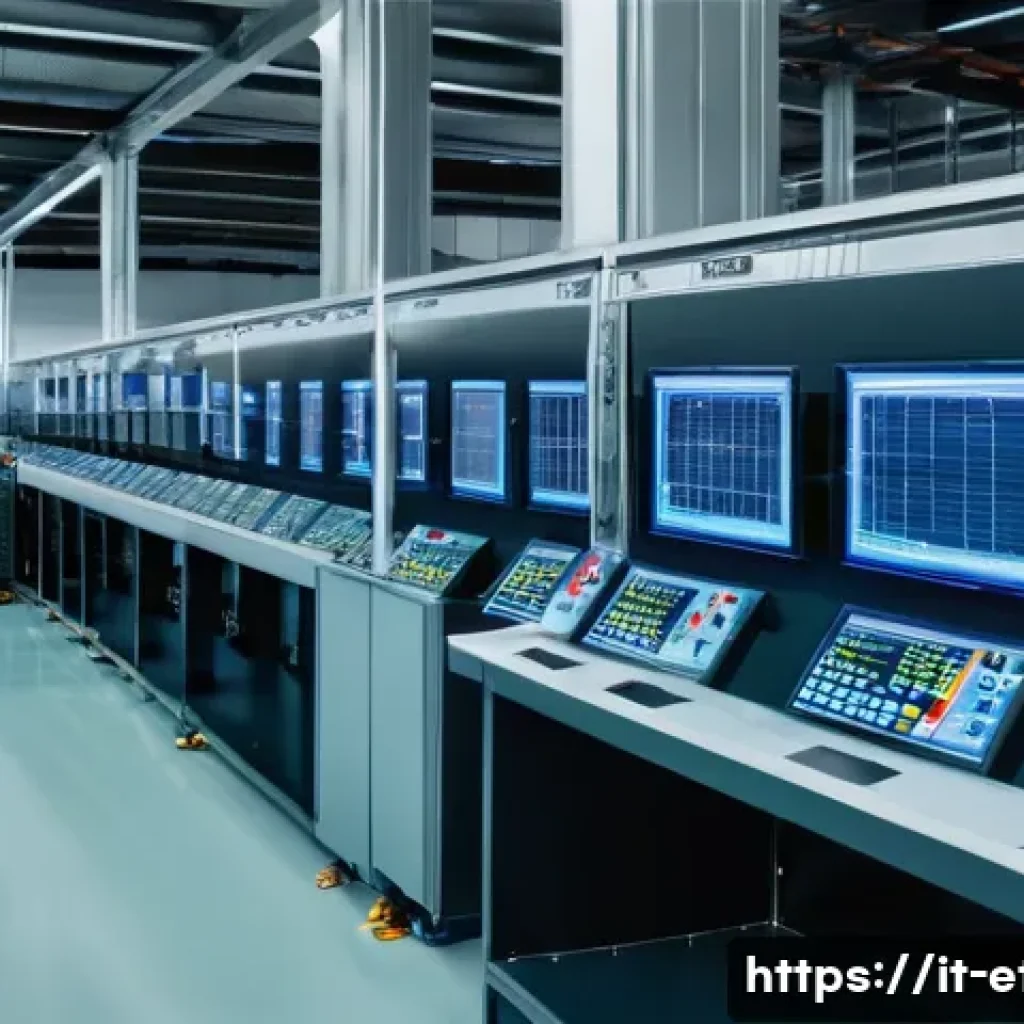전자기술사와 스마트 팩토리 기술 - A modern Italian manufacturing plant interior showcasing an advanced production line equipped with s...