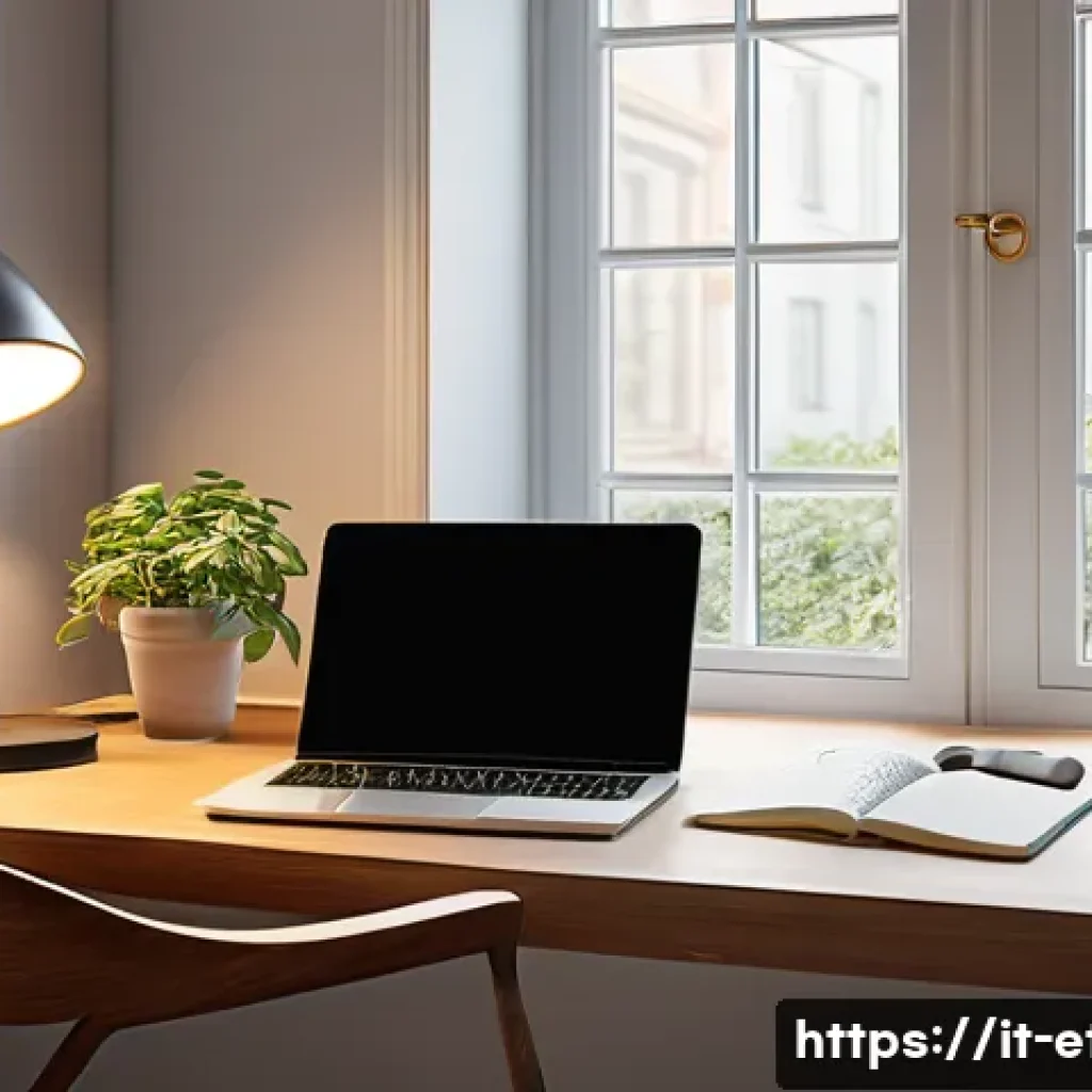 전자기술사와 시험 준비의 심리적 관리 방법 - A serene and organized study room with natural daylight streaming through a large window, showing a ...