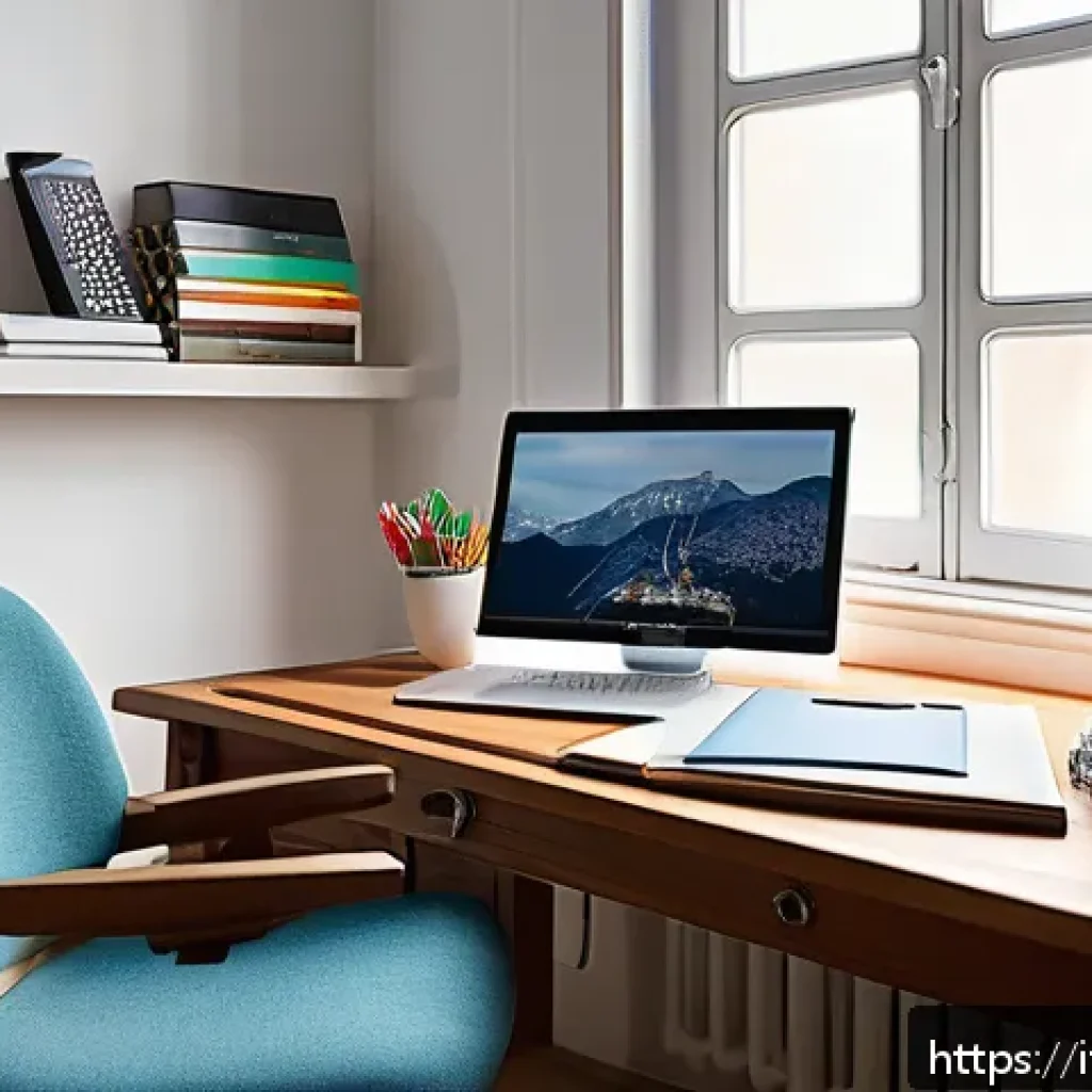 전자기술사 스터디 동기 부여 방법 - A modern, cozy study room in an Italian home, featuring a well-organized wooden desk with colorful l...