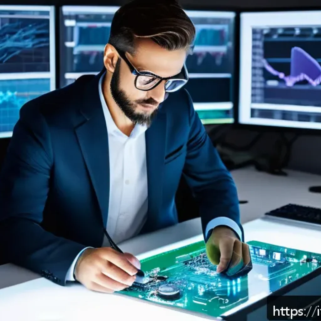 전자기술사와 관련된 국제 자격증 비교 - A modern electronics engineering workspace featuring a professional Italian engineer in business cas...