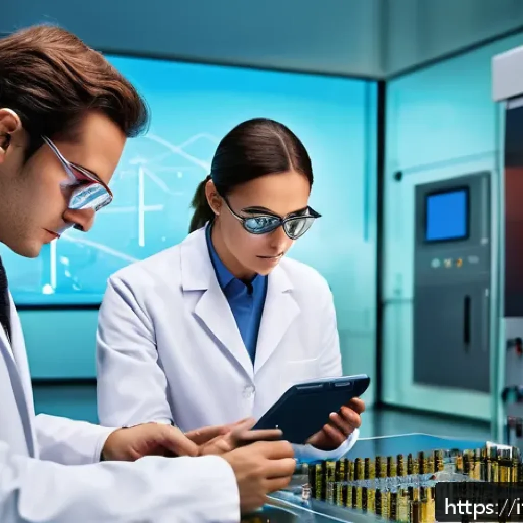전자기술사와 관련된 기술 세미나 발표 - A high-tech laboratory scene showcasing advanced electronic components made from innovative metal al...