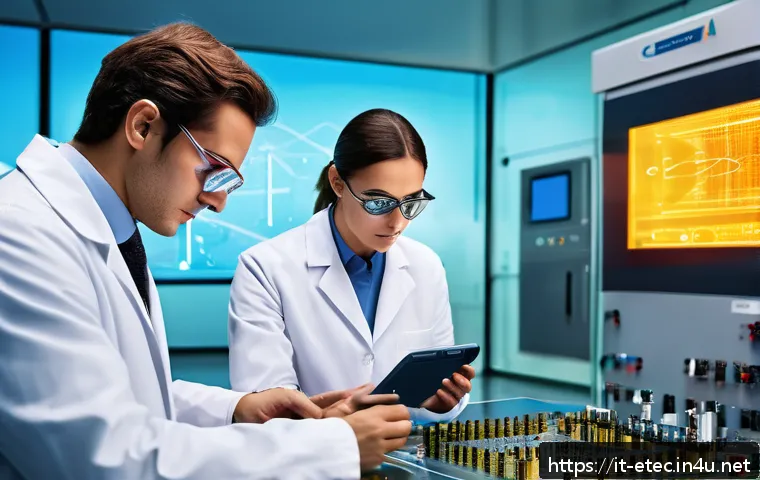 전자기술사와 관련된 기술 세미나 발표 - A high-tech laboratory scene showcasing advanced electronic components made from innovative metal al...