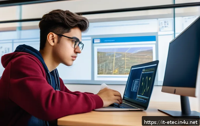전자기술사와 관련된 모의 시험 활용법 - A focused young Italian engineering student sitting at a modern desk in a cozy study room, wearing c...