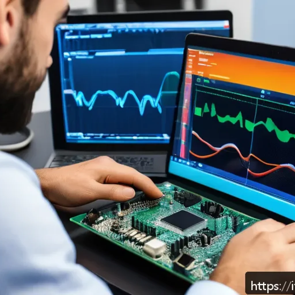 전자기술사와 관련된 프로젝트 경험 공유 - A detailed close-up of a modern embedded system development workspace featuring STM32 and AVR microc...