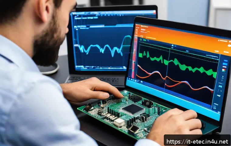 전자기술사와 관련된 프로젝트 경험 공유 - A detailed close-up of a modern embedded system development workspace featuring STM32 and AVR microc...