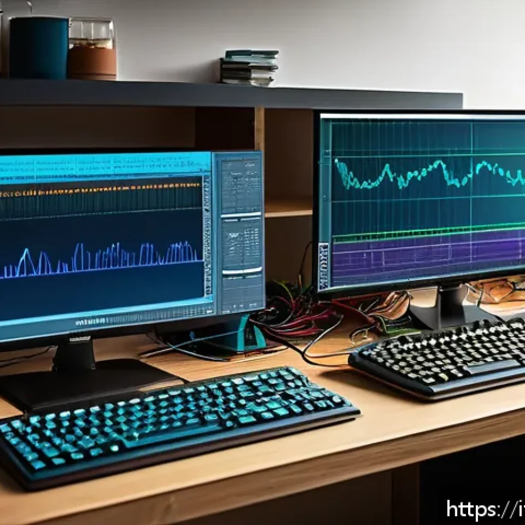 전자기술사 중점 과목 완벽 해설 - A detailed and realistic digital illustration of an electronics lab workspace featuring a modern des...