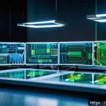 전자기술사와 관련된 최신 회로 설계 기법 - A highly detailed futuristic electronics laboratory featuring advanced semiconductor materials like ...