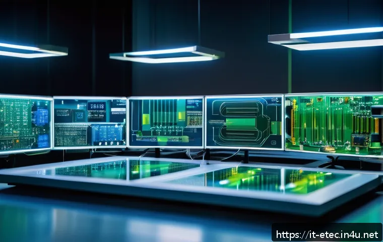 전자기술사와 관련된 최신 회로 설계 기법 - A highly detailed futuristic electronics laboratory featuring advanced semiconductor materials like ...