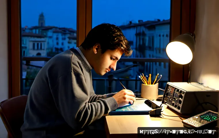 전자기술사 자격증 취득을 위한 시간 관리 - Photorealistic Italian electronics technician candidate organizing a disciplined study routine at a ...