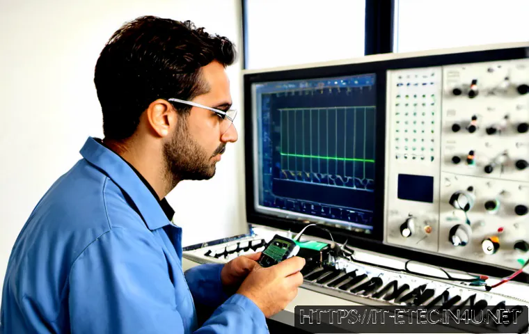 전자기술사와 관련된 실무 경험 보고서 작성 - Photorealistic Italian electronics engineer in a modern Milan industrial laboratory, carefully inspe...